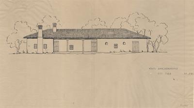 Γιδάς Ημαθίας (σήμερα Αλεξάνδρεια), οικία Δημ. Κυροπόλο. Αρχιτεκτονικό σχέδιο, πρόσοψη, του Αργυρόπουλου Γ. (;) για τον Σύλλογο Ελληνική Λαϊκή Τέχνη, 1938
