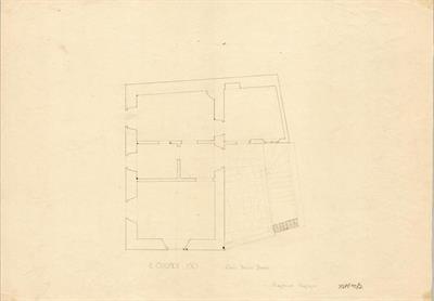 Ύδρα, οικία Αντωνίου Βανού. Αρχιτεκτονικό σχέδιο, κάτοψη α&#039; ορόφου, προσχέδιο, του Δημητρίου Θυμόπουλου για τον Σύλλογο Ελληνική Λαϊκή Τέχνη, 1938