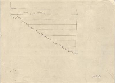 Ύδρα, άγνωστη οικία. Κυμάτια. Αρχιτεκτονικό σκαρίφημα, τομή, του Δημητριου Θυμόπουλου για τον Σύλλογο Ελληνική Λαϊκή Τέχνη, 1938