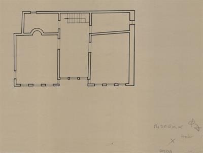 Φλώρινα, οικία Γιουσούφ Μπέη. Αρχιτεκτονικό σχέδιο, κάτοψη ορόφου, του Περικλή Χατζόπουλου για τον Σύλλογο Ελληνική Λαϊκή Τέχνη, 1937