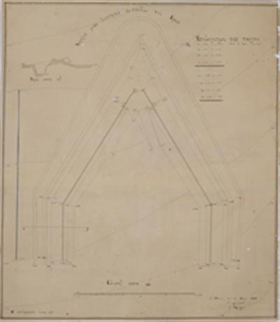 Drawing a diopter (trench) in the Champ de Mars [Athens]. Architectural design, plan and section, Emmanuel Kallergis, 20/05/1866.