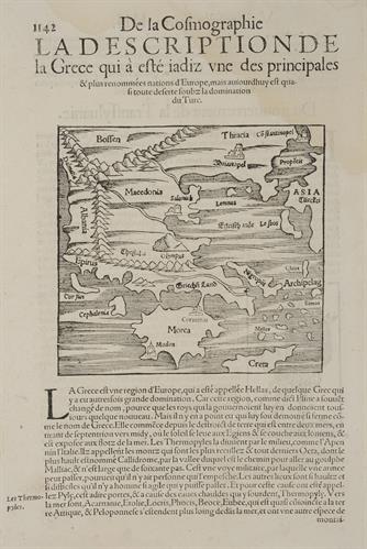 Map of Greece. Black and white woodcut.