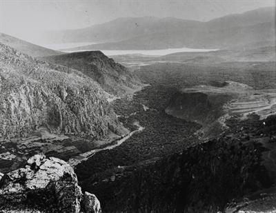 Phocis, Central Greece. View of the Crisaean Field. Photographic copy from a glass plate of Fred Boissonnas, c. 1903-1923. The glass plate is at the Museum of Photography in Thessaloniki.