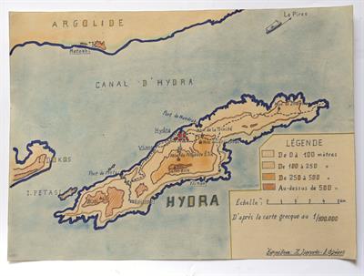 Map of Hydra, Lazaros Koundouriotis Historic Residence on Hydra Island