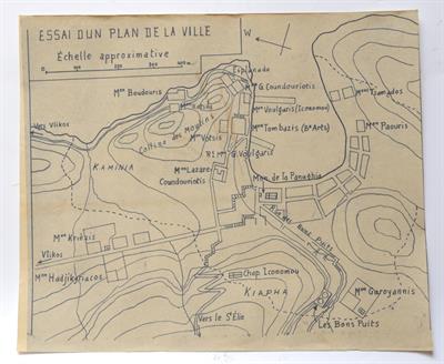 Map of the city of Hydra, Lazaros Koundouriotis Historic Residence on Hydra Island