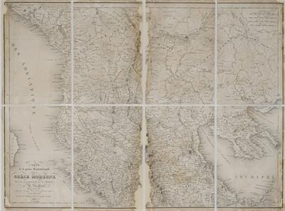 &quot;Carte de la partie Septentrionale de la Grece Moderne&quot;. Map of Northern Greece, based on the work of F.C.H.L. Pouqueville and astronomical observations by M. Gauttier. Black and white copper engraving, Flahaut, Lapie, Lallemand, Paris, 1827.
