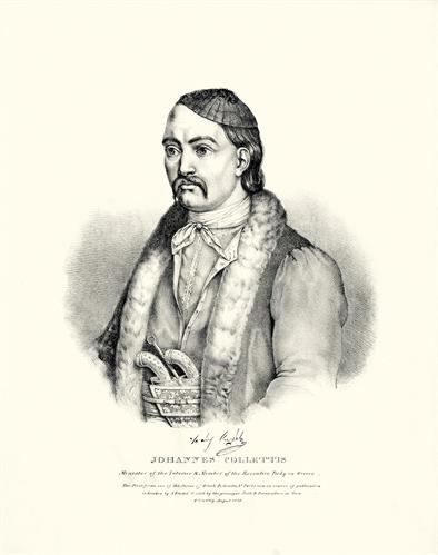 Ioannis Kolettis, Minister of Internal Affairs and member of the Executive Body of the Provisional Administration of Greece during the Greek War of Independence. Lithograph by Adam Friedel from the album &quot;The Greeks. Twenty four portraits of the principal