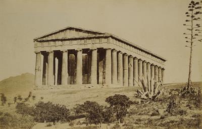 Southwest view of the Temple of Hephaestus in the Ancient Agora of Athens. Photograph.