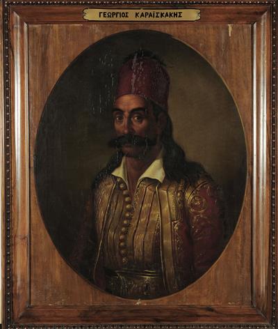 Portrait of Georgios Karaiskakis, oil painting on canvas by Dionysios Tsokos, 1861.
