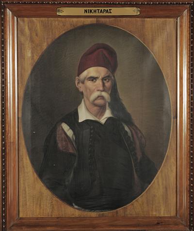 Portrait of Nikitas Stamatelopoulos - Nikitaras, oil painting on canvas by Dionysios Tsokos, 1862.