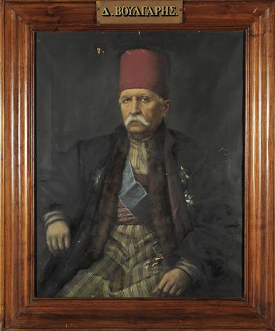 Portrait of Dimitrios Voulgaris, oil painting on canvas by Spyridon Prosalentis, 1878.