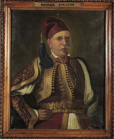 Προσωπογραφία του Νικολάου Κριεζώτη, ελαιογραφία σε μουσαμά.