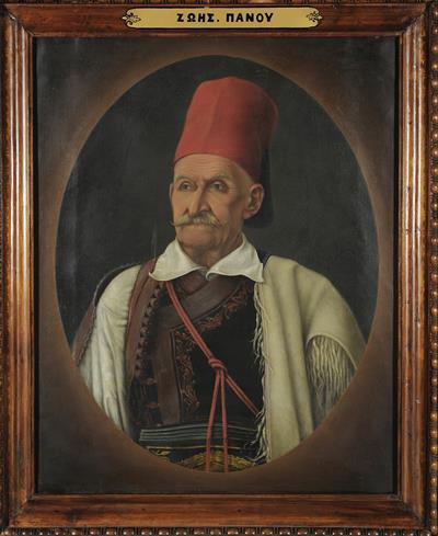 Portrait of Zois Panou, oil painting on canvas.