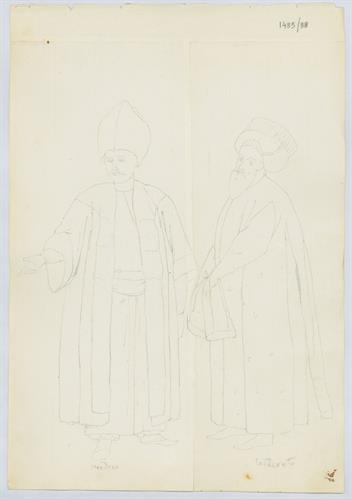 Γιατρός και Ντεφτερντάρης (ταμίας), του Γεράσιμου Πιτζαμάνου, μολύβι σε χαρτί.