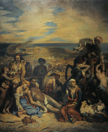 Οι σφαγές της Χίου. Ε. Delacroix, αντίγραφο του Λ. Κογεβίνα (1920)