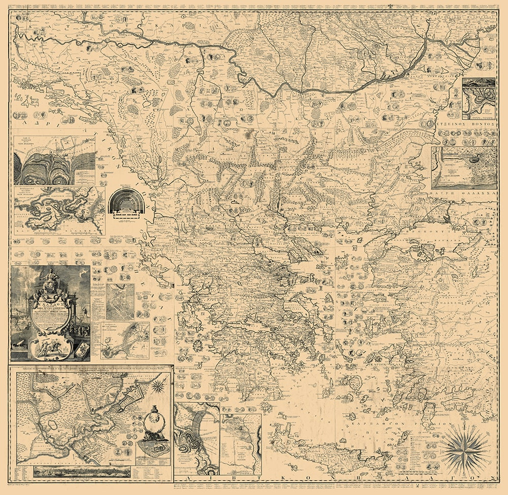 Χάρτα της Ελλάδος. Ρήγας Βελεστινλής, Bιέννη 1797.