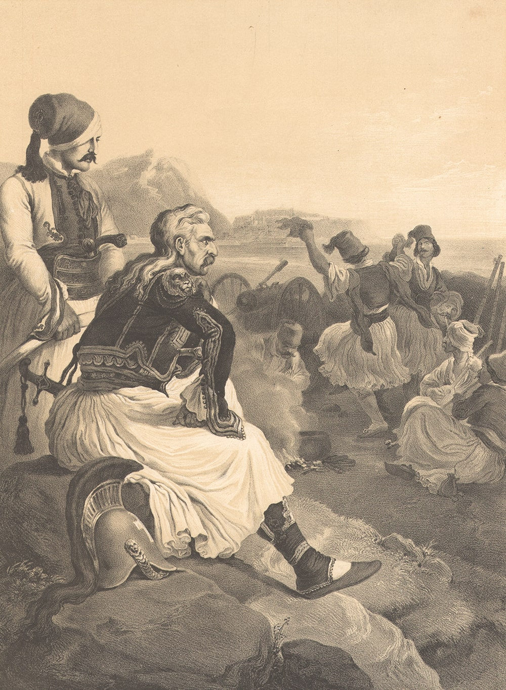 Ο Κολοκοτρώνης μετά τη μάχη εναντίον του στρατού του Δράμαλη πασά. Λιθογραφία του Peter von Hess [1852]